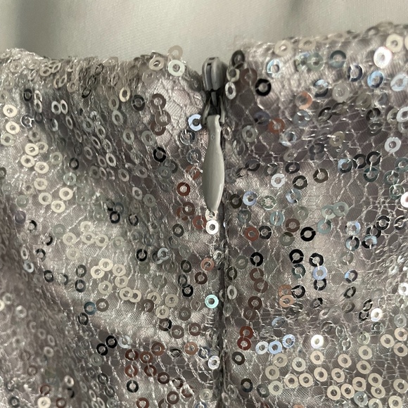 Silver Strapless Sequin Party Dress - Picture 9 of 10